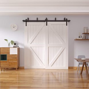 Wayfair Barn Door Hardware You Ll Love In 2022   Sliding Double Bypass Double Door Barn Door Hardware Kit 